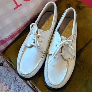 Dexter white leather topsiders size 8 1/2